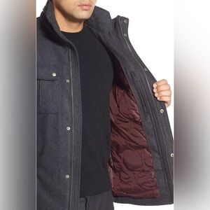 Cole Haan Signature Men's Wool Melton Stand Collar Jacket with Patch Pockets